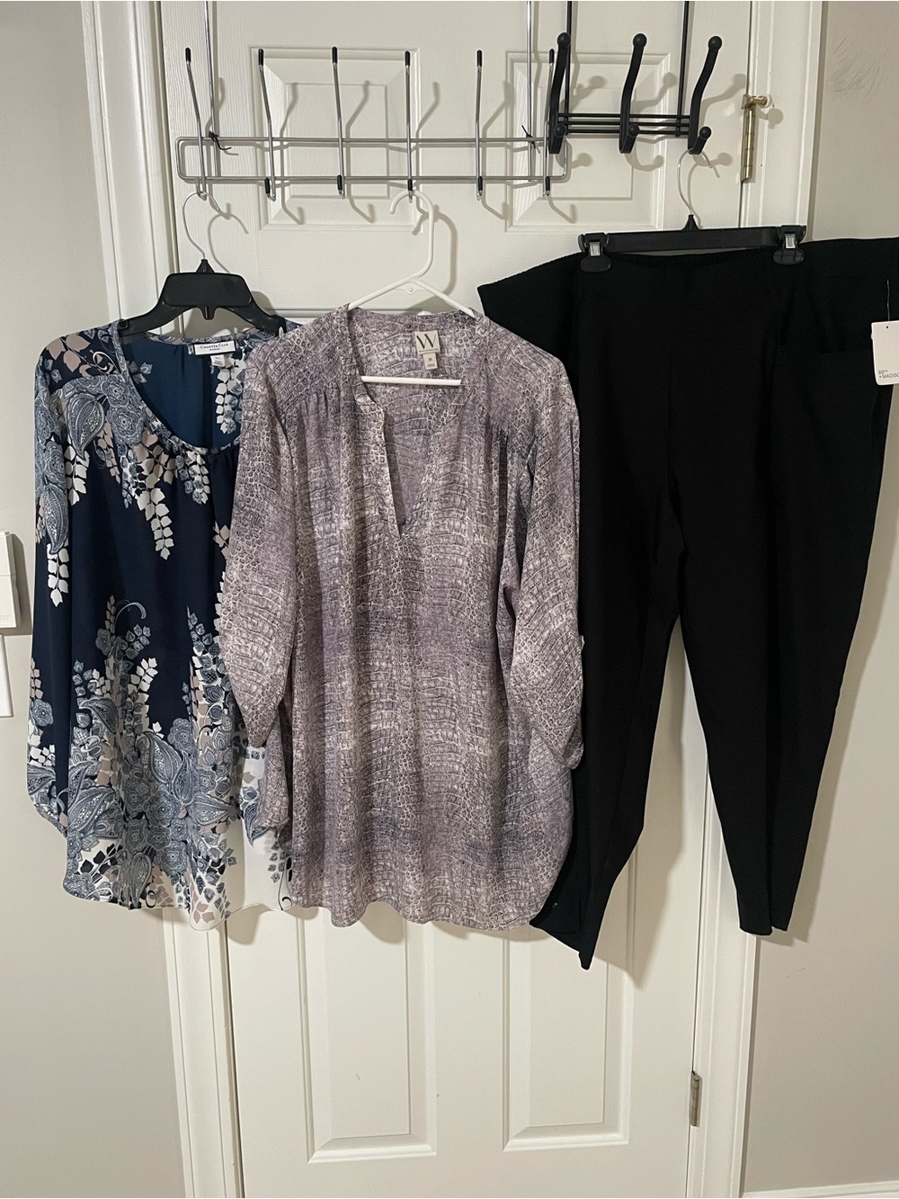 W by Worth Lavender-Grey Textured Tunic Blouse pants 3x bundle